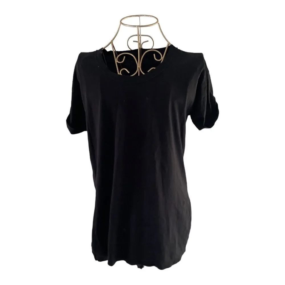 J. Crew Black 100% Cotton Short Sleeve Tee Side Split Hem Size Small